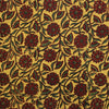 Pure Cotton Double Ajrak Mustard With Green And Rust Floral Jaal Hand Block Print Fabric
