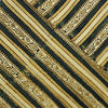 Pure Cotton Double Ajrak Mustard With Green And Yellowish Cream Border Stripes Hand Block Print Fabric
