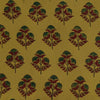 Pure Cotton Double Ajrak Mustard With Green Maroon Plant Hand Block Print Fabric