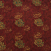 Pure Cotton Double Ajrak Rust With Green And Yellow Lotus Jaal Hand Block Print Fabric