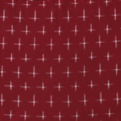 Pure Cotton Double Ikkat Red With Plus Weaves Woven Fabric