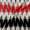 Pure Cotton Double Ikkat With Black Red Zig Zag Woven Fabric