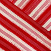 Pure Cotton Doubly Weaved Ikkat Red And Cream Stripes Weaves Hand Woven Fabric