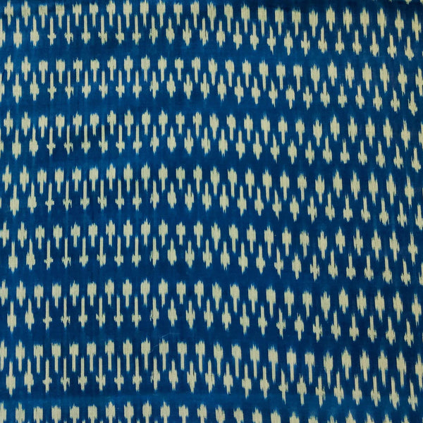 Pre-cut Pure Cotton Fine Blue Mercerised Ikkat With Tiny Grey Weave Motifs Woven Fabric( 1.60 meter)