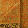 Pure Cotton Gamthi Mustard With Light Yellow Lotus Creeper Stripes Hand Block Print Fabric1-min