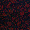 Pure Cotton Gamthi Navy Blue With Red Leaves And Flowers Motifs Hand Block Print Fabric