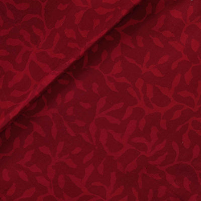 Pure Cotton Gamthi Red With Light Red Leafy Jaal Hand Block Print Fabric
