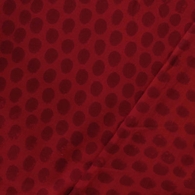 Pure Cotton Gamthi Red With Light Red Polka Hand Block Print Fabric