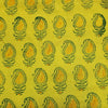 Pure Cotton Gamthi Yellow With Dark Green And Orange Kairi Hand Block Print Fabric