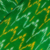 Pure Cotton Green Ikkat With Yellow And Cream V Weaves Hand Block Print Fabric