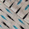 Pure Cotton Grey Ikkat With Black And Blue Weaves Woven Fabric