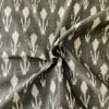 Pure Cotton Grey Mercerised Ikkat With Woven Plants Motif Handwoven Fabric