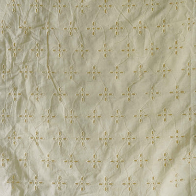 Width 60 Inches Pure Cotton Hakoba Cream With Four Petal Flowers Fabric