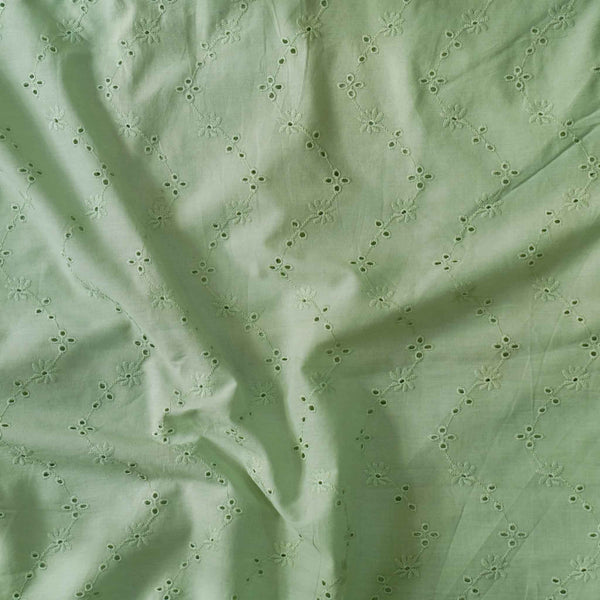 (Width 58 Inches) Pure Cotton Hakoba Pastel Green With Zig Zags Hakoba Pattern Woven Fabric