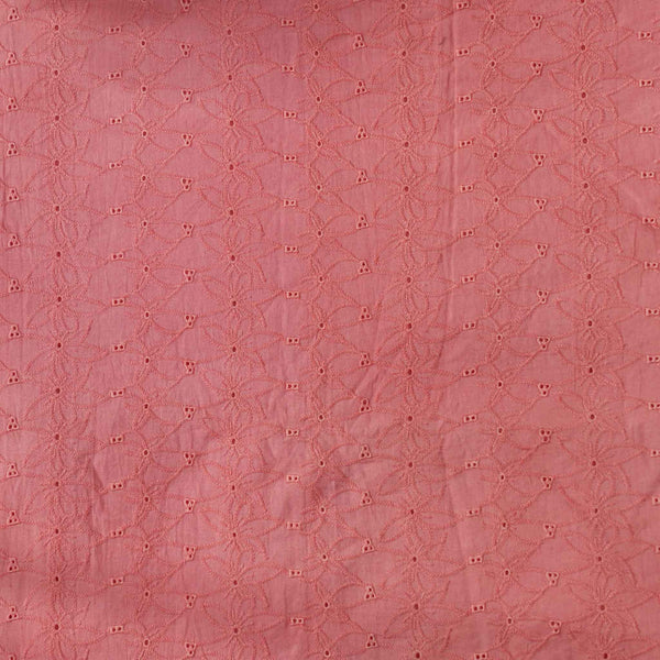 Blouse Piece 0.90 Meter Pure Cotton Hakoba Pastel Pink With All Over Flowers Hakoba Pattern Woven Fabric