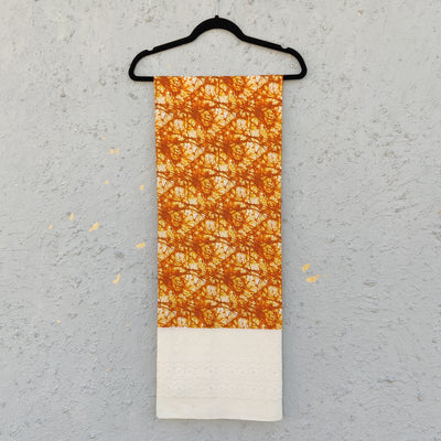 ( Width 42 Inches ) Pure Cotton Hakoba With Mustard Printed Motifs  Fabric