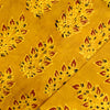Pure Cotton Haldi Dyed Ajrak With Leafy Motif Hand Block Print Fabric
