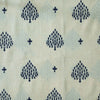 Pure Cotton Handloom Cream With Navy Blue Tree Embroidered Motifs Fabric