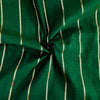 Pure Cotton Handloom Green With Zari Arrow Head Spaced Out Weaves Stripes Woven Fabric