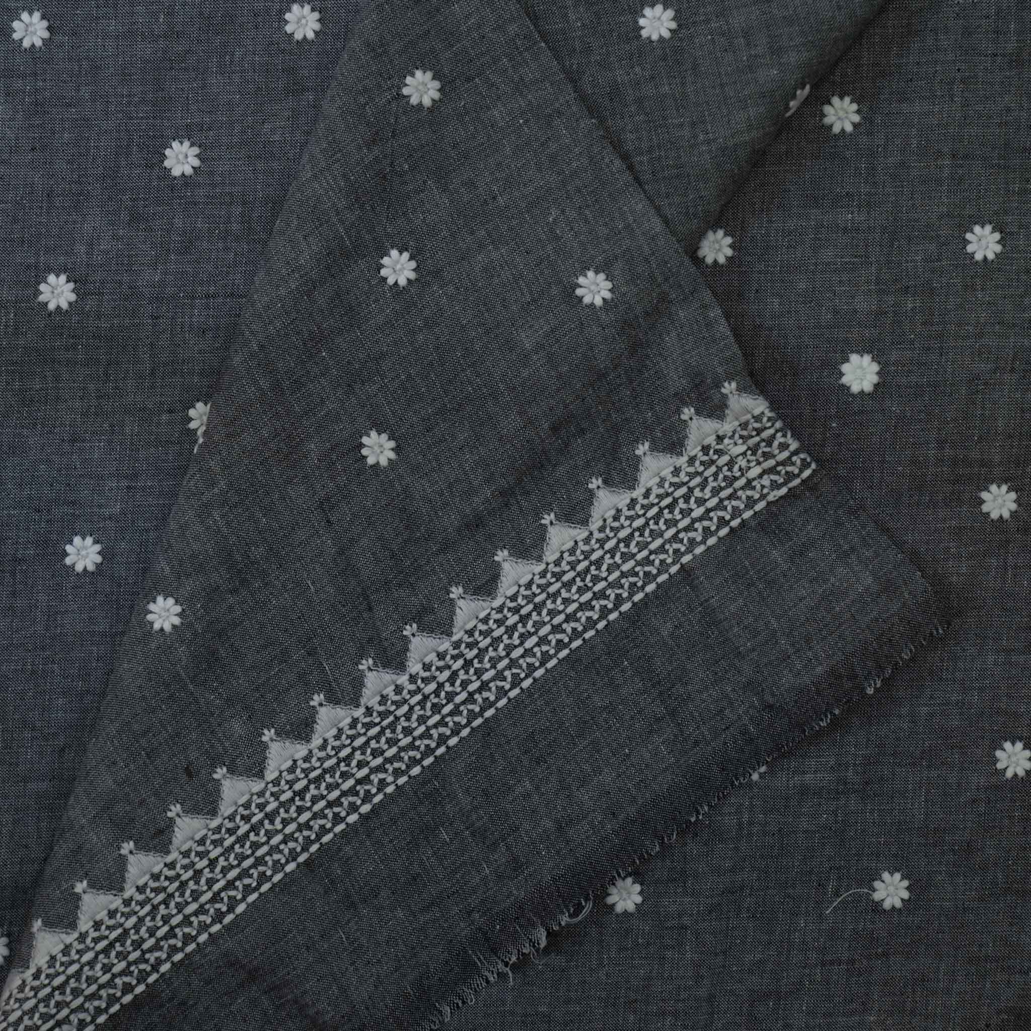 Grey - Woollen Plain Blouse Piece 75