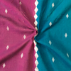 Pure Cotton Handloom Half And Half Teal Purple Fabric With Woven All Over Motifs