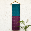 Pure Cotton Handloom Half And Half Teal Purple Fabric With Woven All Over Motifs