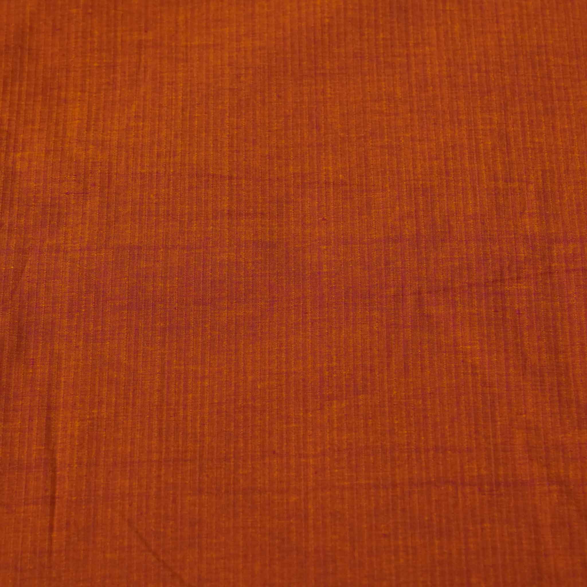 Pure Cotton Handloom Rust Orange With Slub Stripes Hand Woven Fabric ...