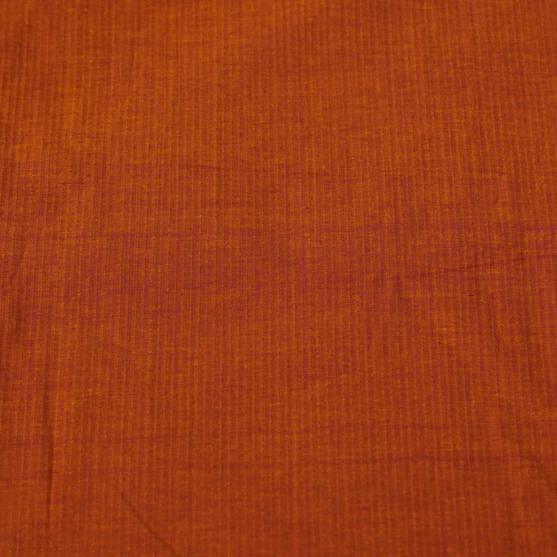 Rust Orange Color Cloth Pure Cotton Handloom Rust Orange With Slub Stripes Hand Woven Fabric ...