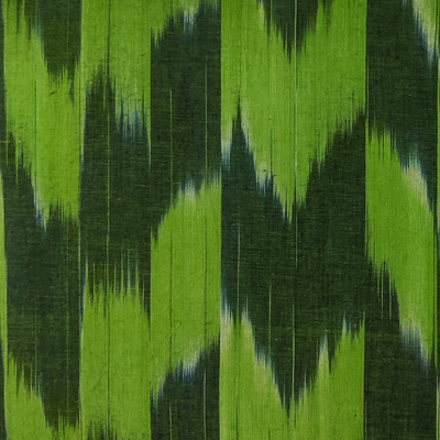 Pure Cotton Handloom With Green And Navy Blue Merged Shaded Woven Fabric