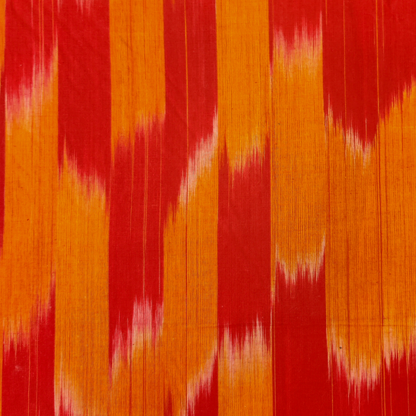 Pure Cotton Handloom With Red And Mustard Merged Shaded Woven Fabric