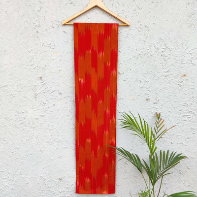 Pure Cotton Handloom With Red Orange Brown Merged Shaded Woven Fabric