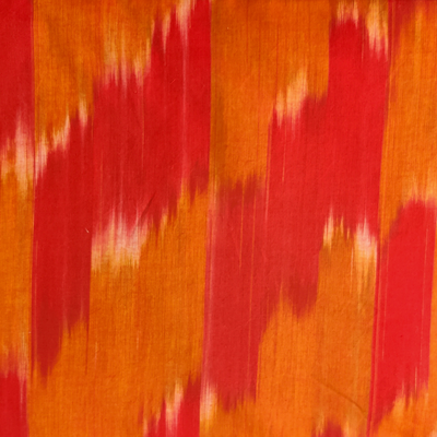 Pure Cotton Handloom With Red Orange Brown Merged Shaded Woven Fabric