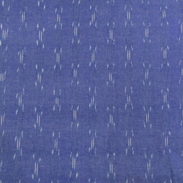 Pre-cut(2.30 meter )Pure Cotton Ikkat Corn Flower Blue With White Lines Hand Block Print Fabric