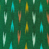 Pure Cotton Ikkat Green With Mustard Grey And Peach Arrow Heads Woven Fabric