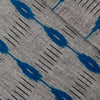 Pure Cotton Ikkat Grey With Blue Stripe Weaves Hand Woven Fabric