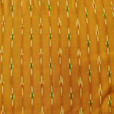 Pure Cotton Ikkat Mustard With Cream Green Maroon Weaves Woven Fabric