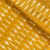 Pure Cotton Ikkat Mustard Yellow With Cream Tiny Weaves Woven Fabric