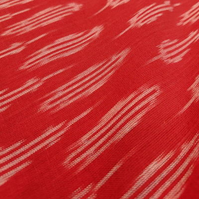 Pure Cotton Ikkat Red With Distorted Ikkat Weaves Woven Fabric