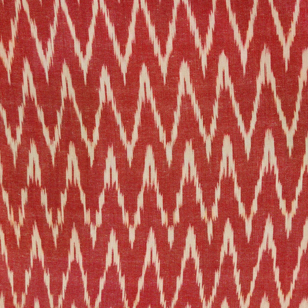 Pre-cut 2 meter Pure Cotton Ikkat  Reddish  Peach With W Weaves Hand Woven Fabric