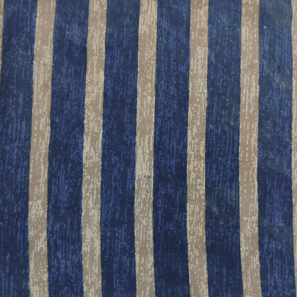 Blouse Piece 0.80 meter Pure Cotton Indigo And Kashish Dull Stripes Hand Block Print Fabric