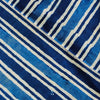 Pure Cotton Indigo Dark Blue With White And Light Blue Stripes Hand Block Print Fabric