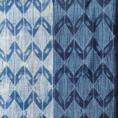 Pure Cotton Indigo Needle Thread Shibori With Geometry Hand Dyed Fabric