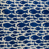 Pure Cotton Indigo Nuste Fish Hand Block Print Fabric