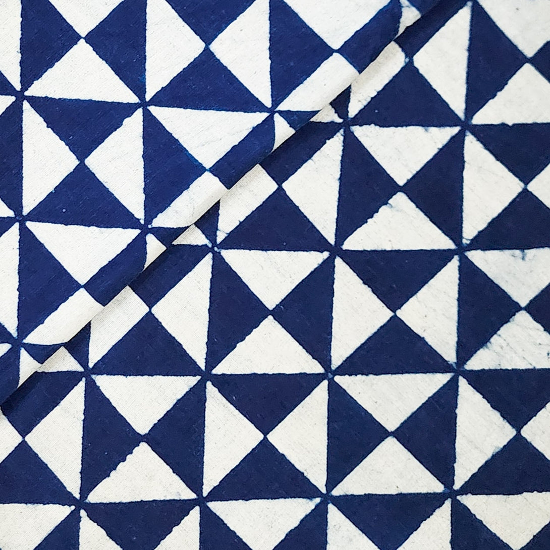 Pure Cotton Indigo Triangle Hand Block Print Fabric – Sanskruti