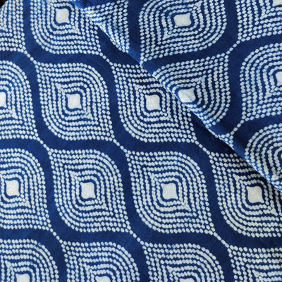 Pure Cotton Indigo With Cream Blobby Pattern Hand Block Print Fabric