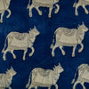 Pure Cotton Indigo With Embellished Bull Hand Block Print Fabric