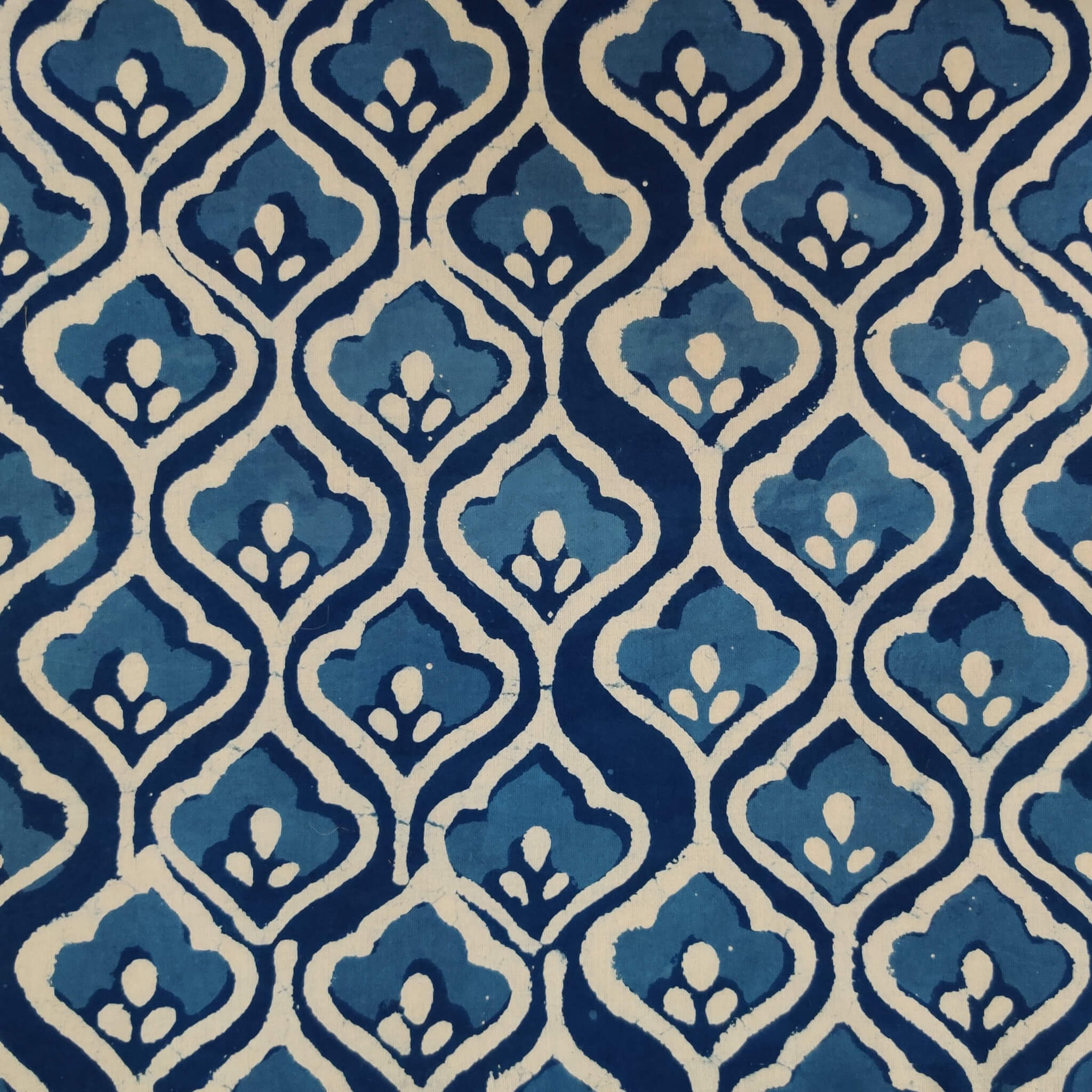 Pure Cotton Indigo With Light Indigo Jharokha Hand Block Print Fabric ...