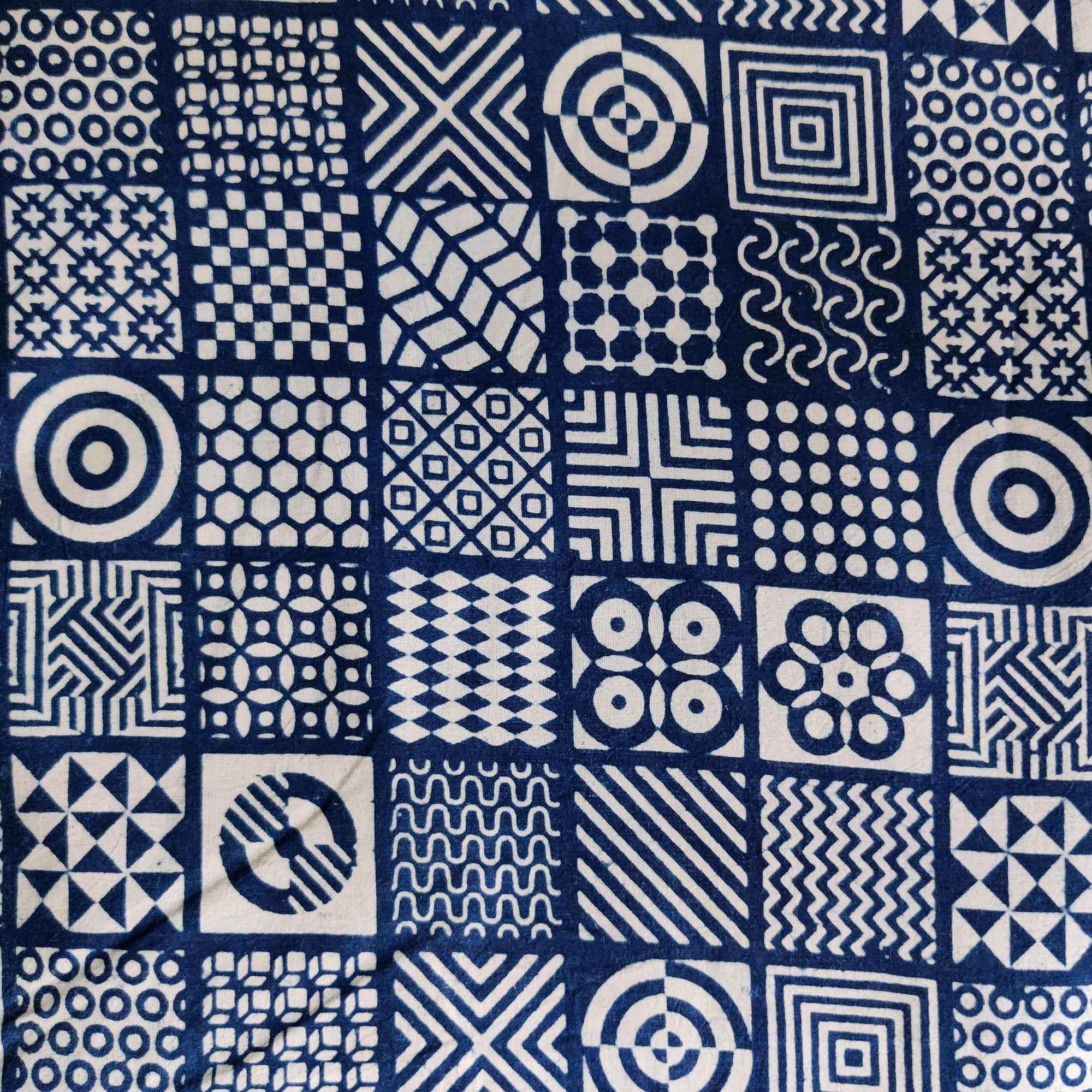 Pure Cotton Indigo With Multi Square Blocks Hand Block Print Blouse Pi ...