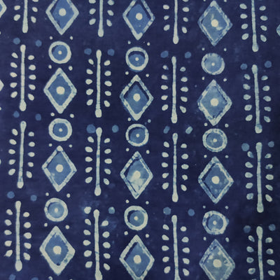 Blouse Piece 0.80 cm Pure Cotton Indigo With Tribal Motif Hand Block Print Fabric