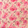 Pure Cotton Ivory With Pink Roses Screen Print Fabric